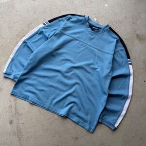 90s Mens Sideout Surfer Style V-Neck Surfwear Stripe Long Sleeve Shirt L